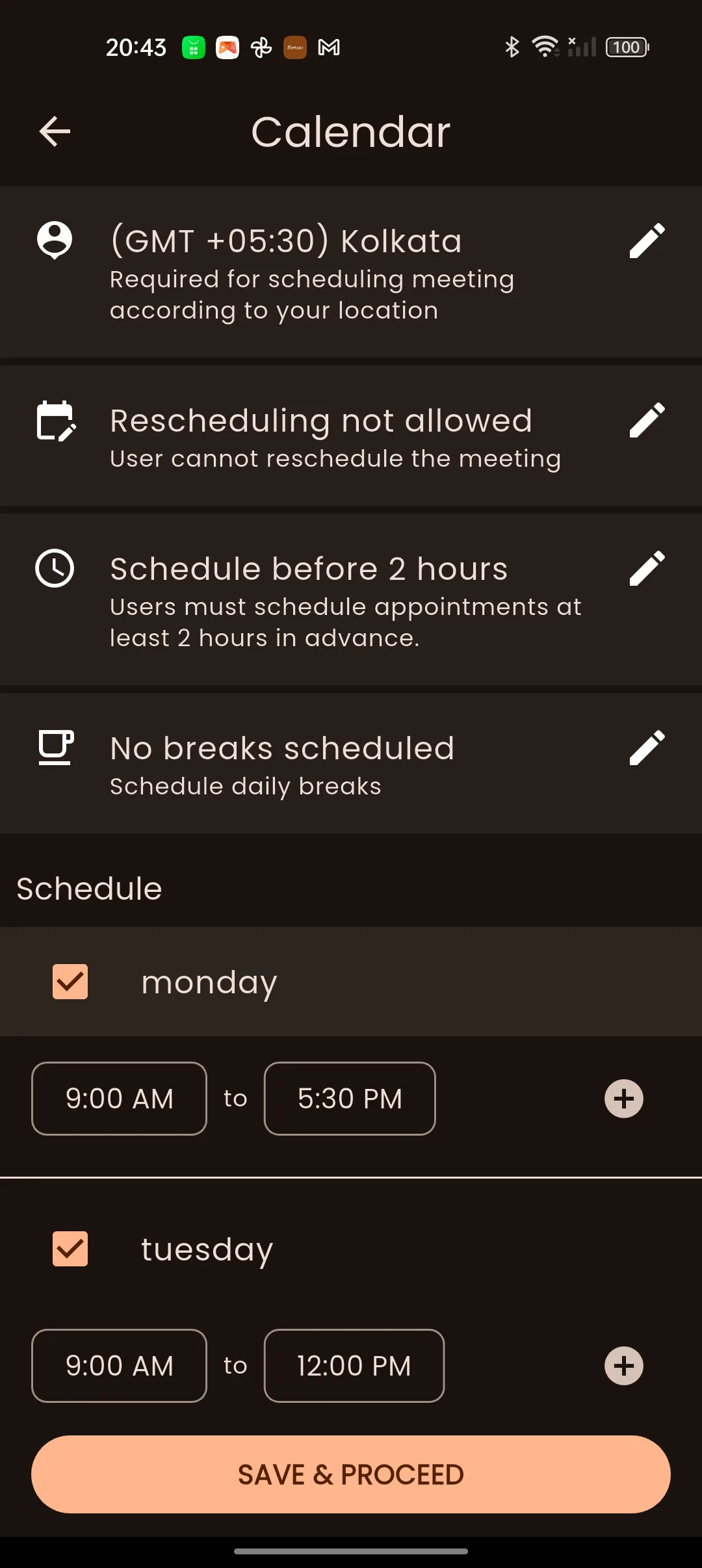 Enable your calendar in the Setav app