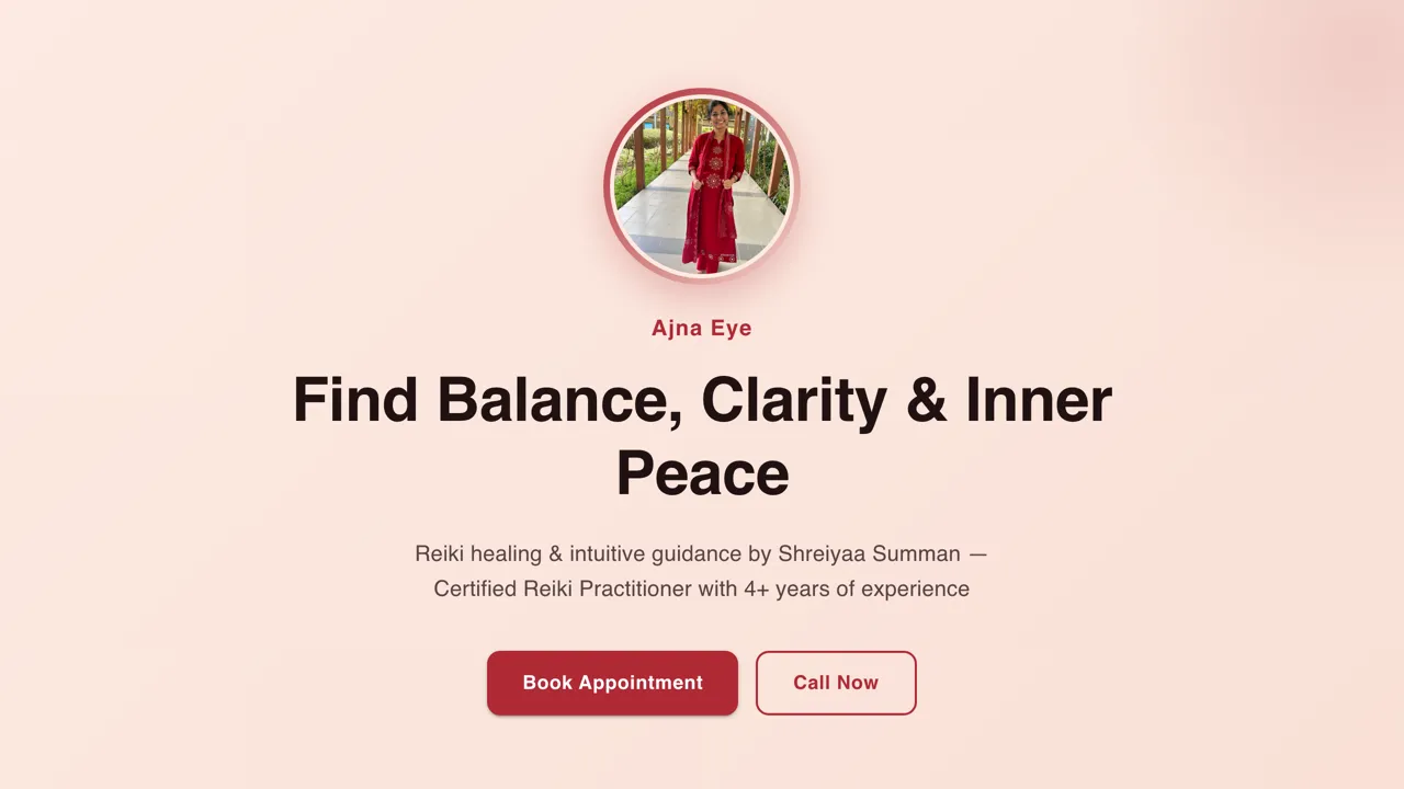 Shreiyaa Summan's Ajna Eye storefront for Reiki healing and intuitive tarot guidance