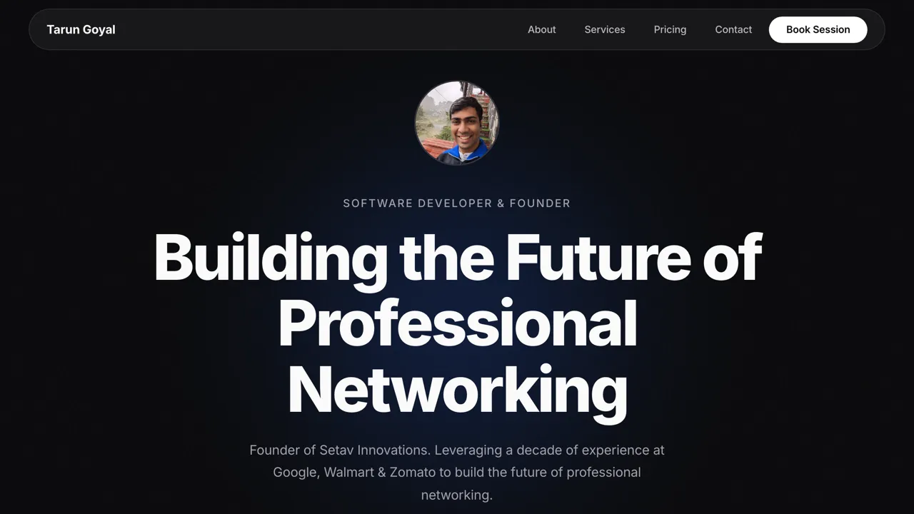 Tarun Goyal's storefront for his software development and founder work