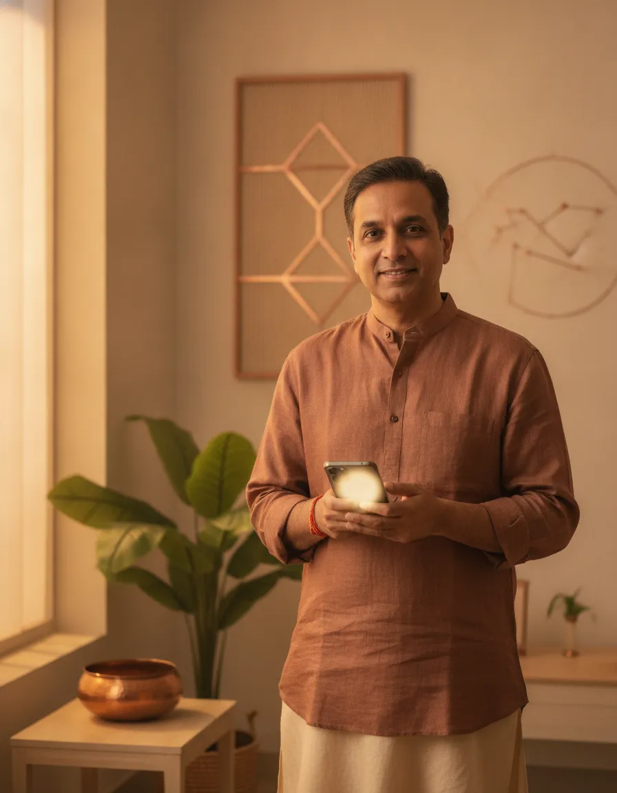 An Indian astrologer using Setav to manage consultations and payments
