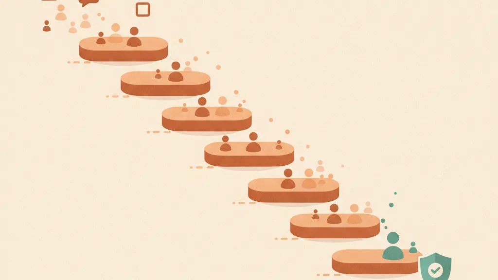 A conversion funnel where many interested visitors drop off step by step and only a few reach a secure payment at the end