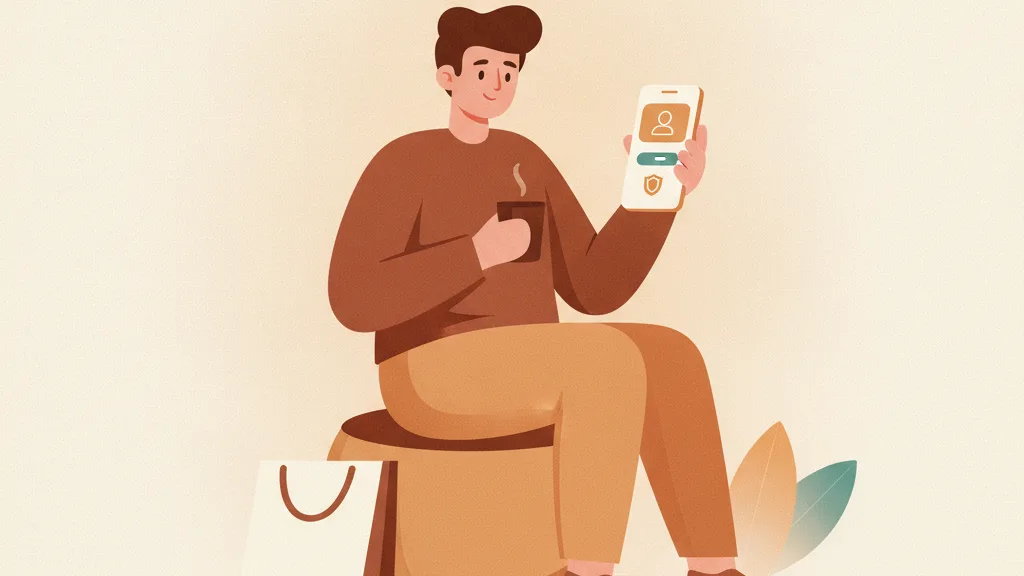 A person on the go booking a service on their smartphone through a clean, simple mobile storefront