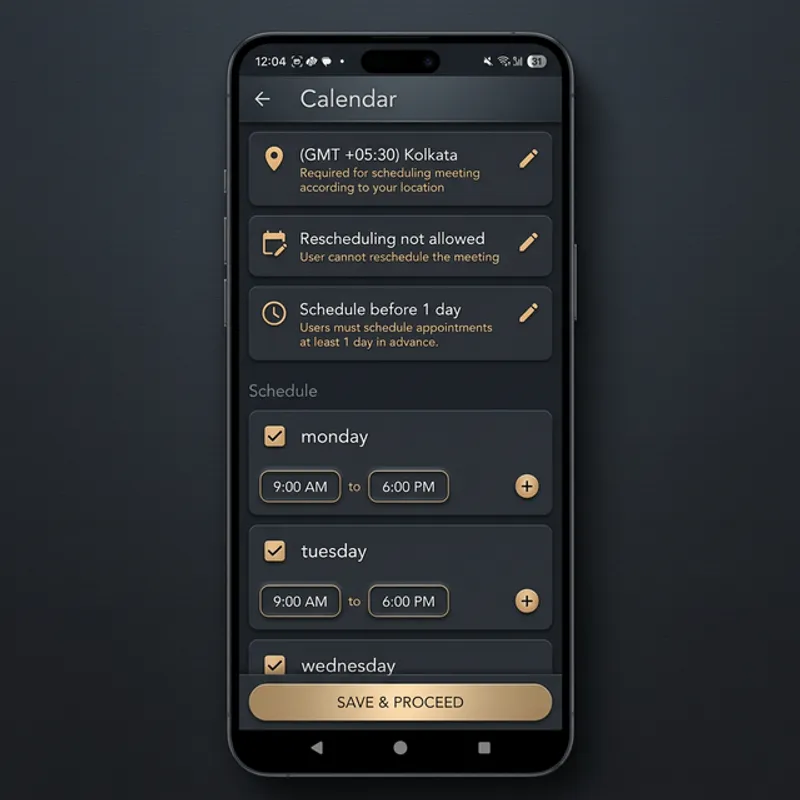 Calendar availability settings